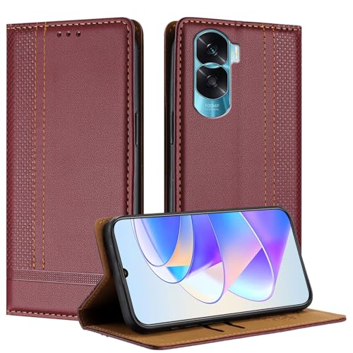Handy-Flip-Hülle Kompatibel mit Honor 90 Lite 5G / Honor X50i 5G Hülle Wallet, PU Leder Flip Folio Hülle mit Kartenhalter Klapphülle Kickstand [Stoßfeste TPU Innenschale] Ultradünne Slim Handyhülle Sc von HurrayB
