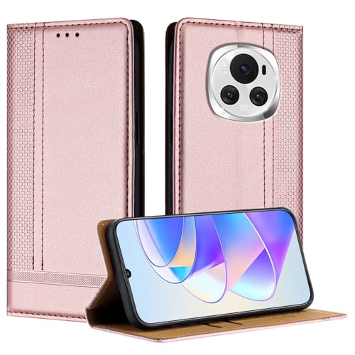 Handy-Flip-Hülle Kompatibel mit Honor Magic 6 5G Hülle Wallet, PU Leder Flip Folio Hülle mit Kartenhalter Klapphülle Kickstand [Stoßfeste TPU-Innenschale] Ultradünne, schlanke Handyhülle Schutzhülle(P von HurrayB
