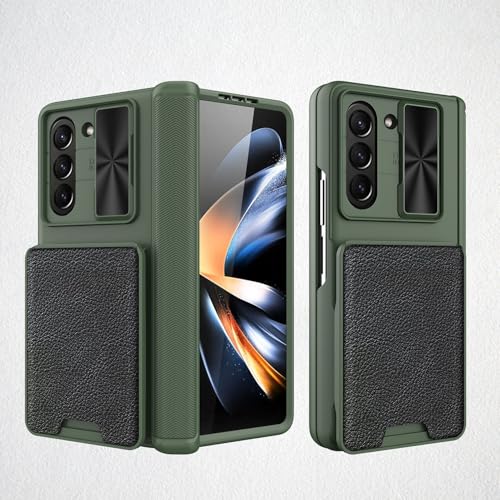 Handy-Flip-Hülle Kompatibel mit Samsung Galaxy Z Fold 5 Wallet Case mit Kartenhalter, [Integrierter Displayschutz und verschiebbare Kameraabdeckung] Robuste, stoßfeste Hülle Compatible with Samsung Ga von HurrayB