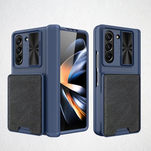 Handy-Flip-Hülle Kompatibel mit Samsung Galaxy Z Fold 5 Wallet Case mit Kartenhalter, [Integrierter Displayschutz und verschiebbare Kameraabdeckung] Robuste, stoßfeste Hülle Compatible with Samsung Ga von HurrayB