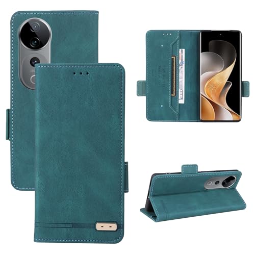 Handy-Flip-Hülle Kompatibel mit Vivo S19 Pro Wallet Case, PU-Leder-Flip-Folio-Hülle mit Kartenhaltern [stoßfeste TPU-Innenschale] Telefonabdeckung, Schutzhülle mit Magnetverschluss Schutzhülle(Green) von HurrayB