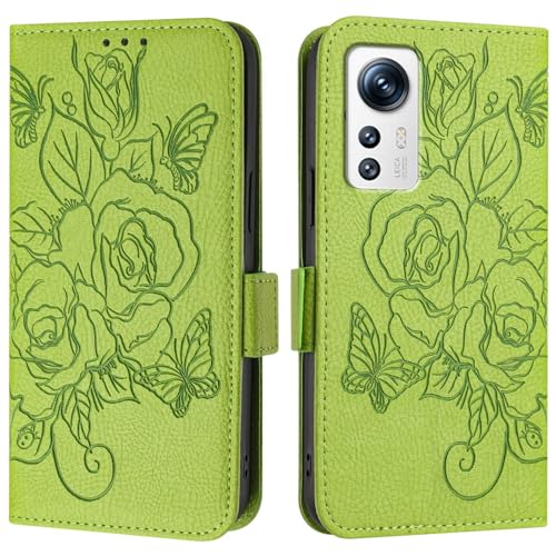 Handy-Flip-Hülle Kompatibel mit Xiaomi 12 5G/12 X 5G/12 S 5G Hülle,Brieftaschenhülle Schlanke PU-Leder-Telefon-Flip-Folio-Hülle,Stoßfeste Schutzhülle mit Kartenhaltern+Handgelenkschlaufe Schutzhülle(G von HurrayB