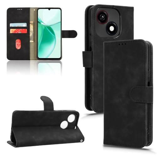 HurrayB Handy-Flip-Hülle Wallet Case Compatible with ZTE Blade A35E Case with Card Holder,Flip Case PU Leather Phone Wallet Case with Wrist Strap Shockproof Protective Cover Schutzhülle(Black) von HurrayB
