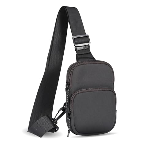 HurrayB Handyholster Neopren-Sling-Umhängetaschen mit Schultergurt, leichte Brusttasche, kompatibel mit Reisen, Sport, Laufen, Wandern Schutzhülle(Grey) von HurrayB