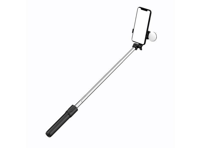 Hurtel Selfie-Stick Selfie-Stick mit rundem LED-Licht - Teleskopstativ 0,71 m Schwarz von Hurtel