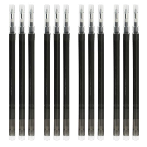 12 Stück Ersatzminen, 0,7mm Blau/Schwarz/Gemischte Farbe, Radierbarer Tintenroller, Ersatzmine Blau/Schwarz/Gemischte Farbe 0,7, Für Stifte (Schwarz) von Husalsea