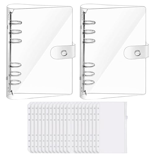 A6 Ringbuch Set,2 Transparente Ringbinder und 20 Innentaschen, Wasserdicht, Nachfüllbar für Büro, Schule, Journal und Buchorganisation von Husalsea