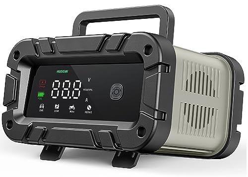 Husgw Ladegerät Autobatterie, KFZ Batterieladegerät Vollautomatisches Intelligentes Erhaltungsladegerät, LCD-Bildschirm Vollautomatisches Ladegerät für Auto, Motorrad, Rasenmäher oder Boot (6A) von Husgw