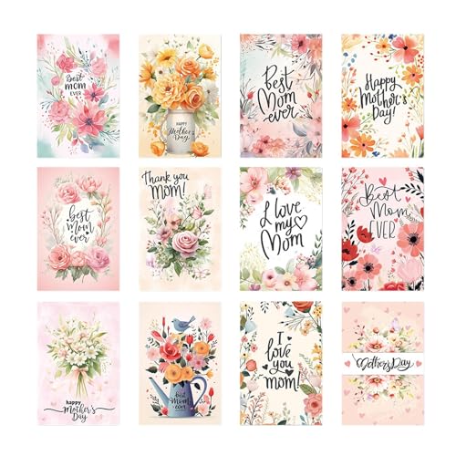 Husoiuy Grüßkarten Für Mama - 12 Stück Blumengrüße und Einladungskarten zum Muttertag,Für Tochter & Sohn Als Dankbarkeitsgeschenk Und Raumdekor Für Wohnzimmer, Bücherregal Und Nachttisch Husoiuy Grüßkarten Für Mama - 12 Stück Blumengrüße und Einladungskarten zum Muttertag,Für Tochter & Sohn Als Dankbarkeitsgeschenk Und Raumdekor Für Wohnzimmer, Bücherregal Und Nachttisch von Husoiuy