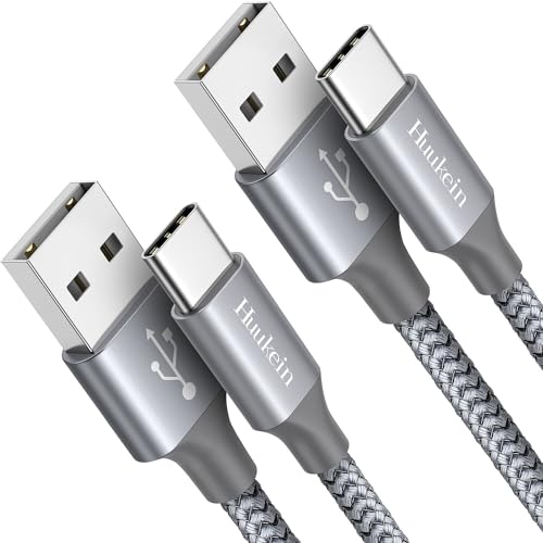 Huukein [1m, 2Stück USB C Kabel, 3A Type C Schnellladekabel QC 3.0 USB A zu USB C Nylon Ladekabel für Samsung Galaxy S21 S20 S10 S10e S22 S9 S8 + Plus, A40 A50 A51 A52 A32 A21 A20e A10e A71 von Huukein