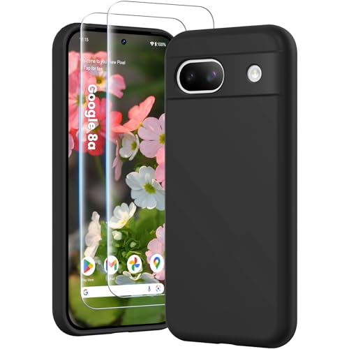 HuwaiH 3 in 1 Hülle für Google Pixel 8a, Silikon Hülle mit 2 Stück 9H 0.33mm Panzerglas, Upgraded Kameraschutz, Soft Mikrofaserfutter Kratzfeste Stoßfeste Handyhülle für Google Pixel 8a(Tiefschwarz) HuwaiH 3 in 1 Hülle für Google Pixel 8a, Silikon Hülle mit 2 Stück 9H 0.33mm Panzerglas, Upgraded Kameraschutz, Soft Mikrofaserfutter Kratzfeste Stoßfeste Handyhülle für Google Pixel 8a(Tiefschwarz) von HuwaiH