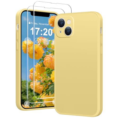 HuwaiH 3 in 1 Hülle für iPhone 13 Mini,Liquid Silikon Hülle mit 2 Stück 9H 0.33mm Panzerglas, Upgraded Kameraschutz, Soft Mikrofaserfutter Kratzfeste Stoßfeste Handyhülle für iPhone 13 Mini(Gelb) HuwaiH 3 in 1 Hülle für iPhone 13 Mini,Liquid Silikon Hülle mit 2 Stück 9H 0.33mm Panzerglas, Upgraded Kameraschutz, Soft Mikrofaserfutter Kratzfeste Stoßfeste Handyhülle für iPhone 13 Mini(Gelb) von HuwaiH