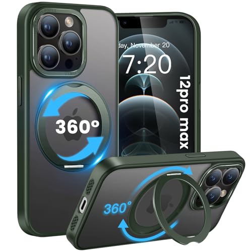HuwaiH 360°Drehbarer Ständer für iPhone 12 pro max Hülle, Magnetischer Robust Unsichtbarer Standring, Transluzente Matte, Militärschutz Kratzfeste Schutzhülle für iPhone 12 pro max(Dunkel Grün) HuwaiH 360°Drehbarer Ständer für iPhone 12 pro max Hülle, Magnetischer Robust Unsichtbarer Standring, Transluzente Matte, Militärschutz Kratzfeste Schutzhülle für iPhone 12 pro max(Dunkel Grün) von HuwaiH