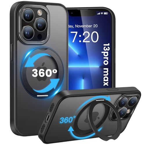 HuwaiH 360°Drehbarer Ständer für iPhone 13 pro max Hülle, Magnetischer Robust Unsichtbarer Standring, Transluzente Matte, Militärschutz Stoßfeste Kratzfeste Schutzhülle für iPhone 13 pro max(Schwarz) HuwaiH 360°Drehbarer Ständer für iPhone 13 pro max Hülle, Magnetischer Robust Unsichtbarer Standring, Transluzente Matte, Militärschutz Stoßfeste Kratzfeste Schutzhülle für iPhone 13 pro max(Schwarz) von HuwaiH