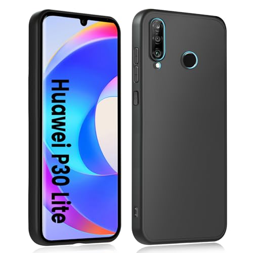 HuwaiH Handyhülle für Huawei P30 Lite Hülle, Anti-Rutsch Stoßfest Haltbarkeit Schutzhülle, Anti-Fingerabdruck Unterstützt kabelloses Laden Weich TPU Case, Passgenau für P30 Lite, Schwarz von HuwaiH