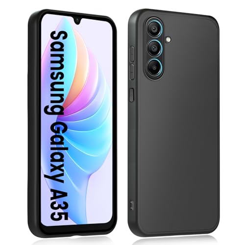 HuwaiH Handyhülle für Samsung Galaxy A35 5G Hülle, Upgraded Kameraschut, Anti-Rutsch Stoßfest Haltbarkeit Schutzhülle, Weich TPU Case, Rundumschutz, Fallschutz, Passgenau für Samsung A35, Schwarz von HuwaiH