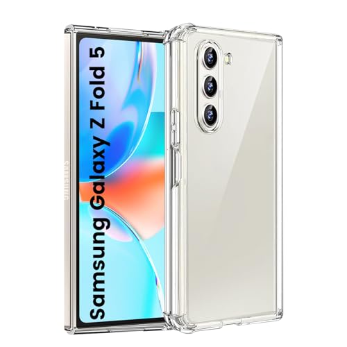 HuwaiH Handyhülle für Samsung Galaxy Z Fold 5 Hülle, Antikratzer, Anti-Schock, Anti-Rutsch Schutzhülle, Unterstützt kabelloses Laden, Nicht Vergilben Anti-Fingerabdruck Hülle(Transparente) von HuwaiH