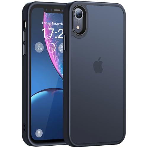 HuwaiH Handyhülle für iPhone XR Hülle, 12FT Militärgrad Stoßfeste Kratzfeste Schutzhülle, Anti-Fingerabdruck [Transluzente Matte] Hülle iPhone XR (Schwarz) von HuwaiH