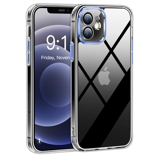 HuwaiH Hülle für iPhone 12 Hülle, [Nie Vergilbung Silikon] [Schutz in Militärqualität] Stoßfest Kratzfest Schutzhülle Durchsichtig Handyhülle für iPhone 12 6.1" (Far Peak Blue) von HuwaiH