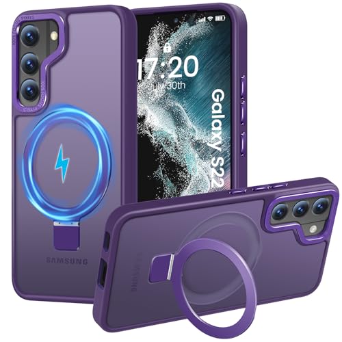 HuwaiH für Samsung Galaxy S22 Hülle, [mit Unsichtbarem Ständer] [mit Mag-Safe] Militärnorm Sturzschutz, Kratzfeste Anti-Fingerabdruck Schutzhülle, für Samsung S22 hülle 6,1" (Dunkel Lila) von HuwaiH