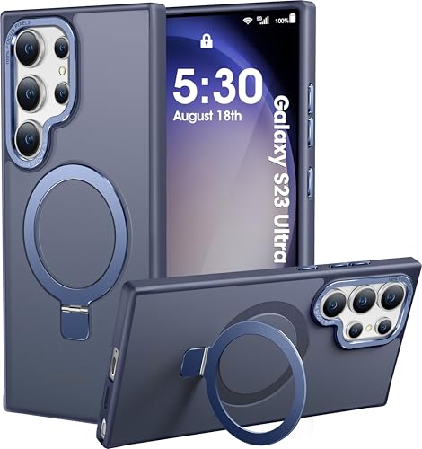 HuwaiH für Samsung Galaxy S23 Ultra Hülle, [mit Unsichtbarem Ständer] [mit Mag-Safe] Militärnorm Sturzschutz, Kratzfeste Anti-Fingerabdruck Schutzhülle, für Samsung S23 Ultra hülle 6,8"(Navy Blau) von HuwaiH