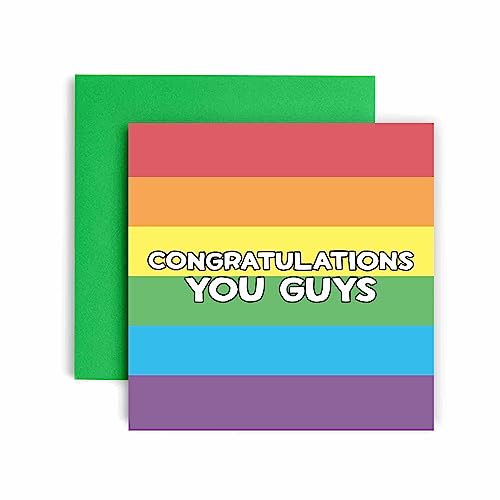 Huxters Gay Wedding Rainbow "Congratulations you Guys" Gay Wedding Gifts Congratulations Wedding Card – Hochzeitsgeschenke für Paare – lustige Grußkarte, Hochzeitskarte – Stolz Hochzeit von Huxters