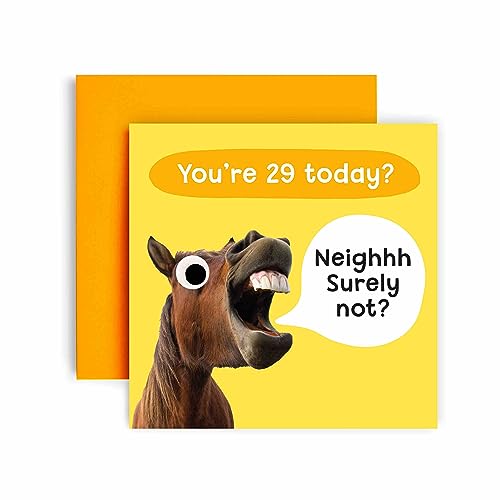 Huxters Geburtstagskarte zum 29. Geburtstag - Lustige Geburtstagskarten für Frauen & Männer - Neigh Pferd Witz Happy Birthday Karte - Geburtstagskarte für Sie & Ihn - Klimaneutral Geburtstagskarte mit von Huxters