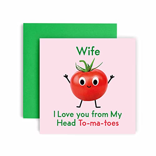 Huxters Geburtstagskarten für Frauen – I Love You Ehefrau Geburtstagskarte für sie – Lustige Jahrestagskarte und Valentinstagskarte für Ehefrau lustige Tomate Happy Birthday – 14,8 cm (Ehefrau) von Huxters