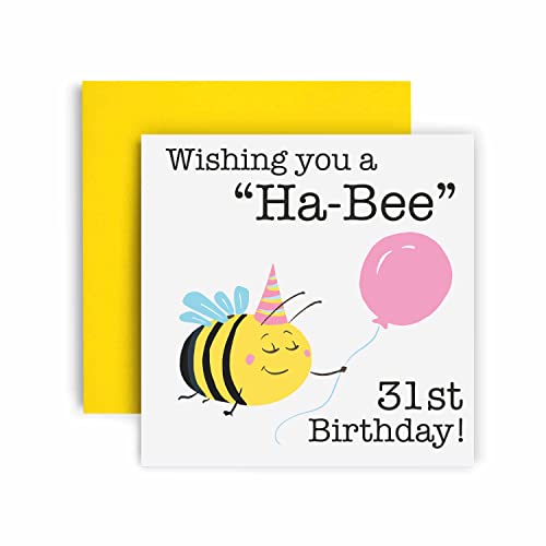Huxters Geburtstagskarten für Frauen - Wishing You a Ha-Bee 31. Geburtstagskarte für sie - Lustige Geburtstagskarten für Tochter Schwester Nichte - Süße 31. Geburtstagskarte mit Umschlag (31.) von Huxters