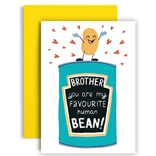 Huxters Happy Birthday Card,A5 Brother Lustige Karte,Brother You Are My Favourite Human Bean,Skurriles Kunstwerk und Wortspiel Lustige Geburtstagskarte,350GSM Niedliche Karten mit Umschlag (Brother) von Huxters