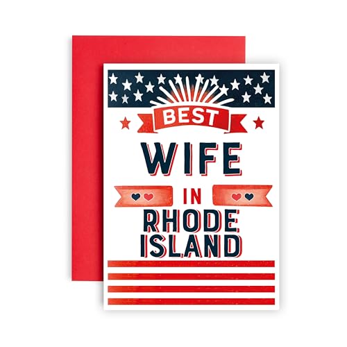 Huxters Lustige Hochzeitstagskarte für eine Frau in Rhode Island State who is Amazing (Wife Rhode Island) von Huxters