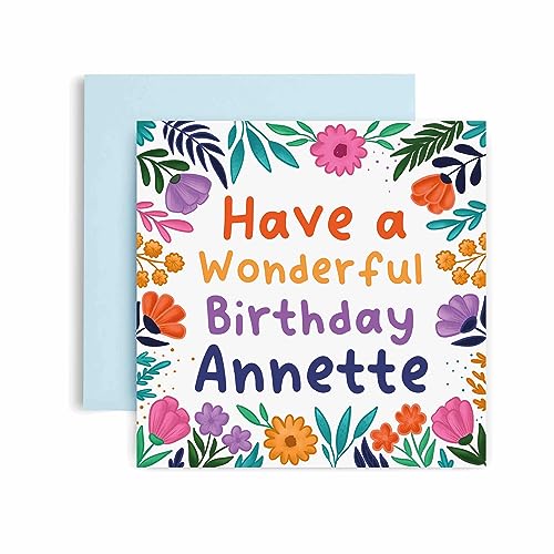 Huxters Personalisierte Geburtstagskarte für Sie - Annette Floral Geburtstagskarten für Frauen und Beste Freundin - Personalisierte Karte für Mama oder Tochter Schwester oder Tante - Geschenkkarten von Huxters