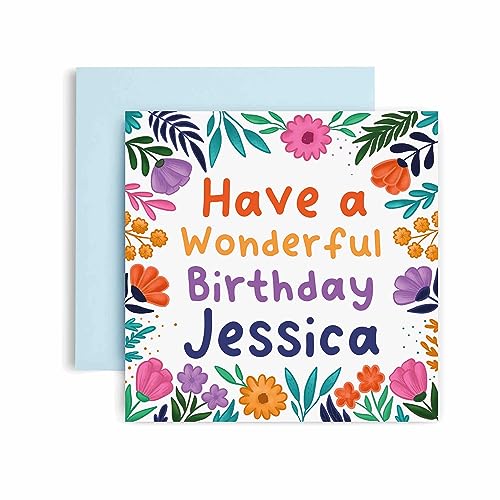 Huxters Personalisierte Geburtstagskarte für Sie - Jessica Floral Geburtstagskarten für Frauen und beste Freundin - Personalisierte Karte für Mama oder Tochter, Schwester oder Tante - Geschenkkarten von Huxters