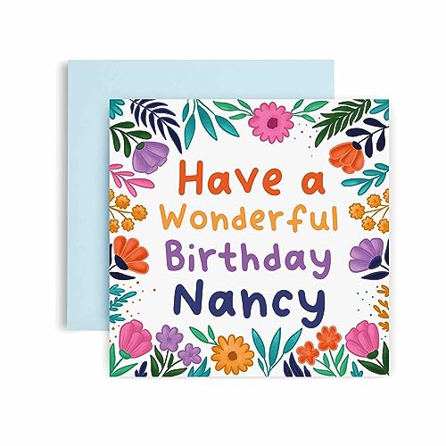 Huxters Personalisierte Geburtstagskarte für Sie - Nancy Floral Geburtstagskarten für Frauen und beste Freundin - Personalisierte Karte für Mama oder Tochter, Schwester oder Tante - Geschenkkarten für von Huxters