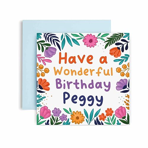 Huxters Personalisierte Geburtstagskarte für Sie - Peggy Floral Geburtstagskarten für Frauen und beste Freundin - Personalisierte Karte für Mama oder Tochter, Schwester oder Tante - Geschenkkarten für von Huxters