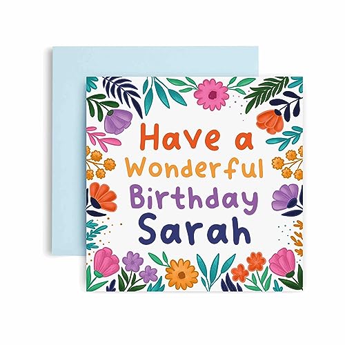 Huxters Personalisierte Geburtstagskarte für Sie - Sarah Floral Geburtstagskarten für Frauen und Beste Freundin - Personalisierte Karte für Mama oder Tochter Schwester oder Tante - Geschenkkarten für von Huxters