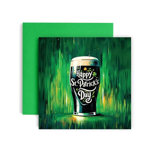 Huxters St. Patricks Day Karte – Irische Guinness-Pint-Herzen und Kleeblatt für beste Freundin, Ehemann, Ehefrau, Vater, Mutter, Paddy's Day, 14,8 cm von Huxters