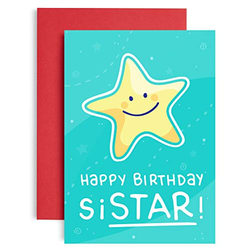 Schwester-Geburtstagskarte für sie – Schwester-Geschenkkarte – Mädchen – Happy Birthday – Sistar – niedliche und lustige Geburtstagskarten für sie – Tochter-Dekorationen – A5-Größe (21 cm x 14,8 cm) von Huxters