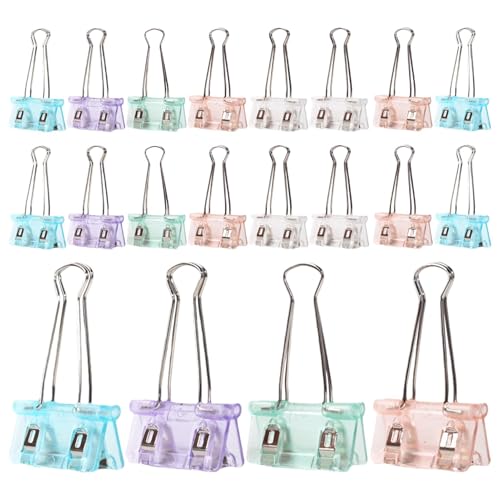 Binder Clip Set | Transparente Faltbüroklammern - Niedliche Verschleißfeste Binderklammern, Papierklemmen Set für Lehrer, Studenten von Huyeruie
