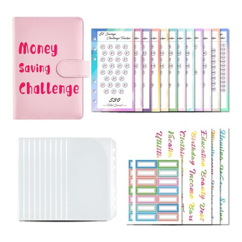Envelope Challenge Binder Pockets, 100 Envelope Savings Challenge Book, A6 PU Leather Cash Savings Challenge Binder Book Envelope Challenge Binder Pockets, 100 Envelope Savings Challenge Book, A6 PU Leather Cash Savings Challenge Binder Book von Huyeruie