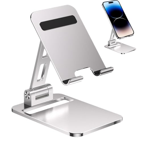 Huyeruie Klappbarer Handy-Ständer, Tablet-Ständer, Schreibtisch-Ständer, zusammenklappbar, Aluminium-Legierung, Tablet-Halter, tragbarer Handy-Schreibtischständer von Huyeruie
