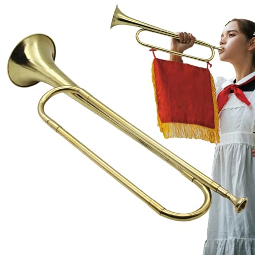 Signalhorn Kavallerie-Trompete – Retro-Ble-Messinginstrument, Trompete, Kavalleriehorn, Messinginstrument, Retro-Standard-Trompete, Messinginstrumente, Musikinstrument für Anfänger von Huyeruie