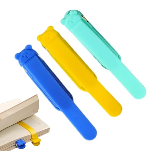 Silikon Automatische Lesezeichen, Smart Bookmarks Silikon Clip, 3pcs Bunte Lesezeichen zum Lesen, Flexible Silikon Lesezeichen Clip Silikon Automatische Katze geformt Lesezeichen Clip von Huyeruie