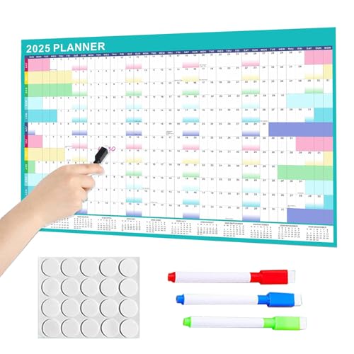 Trocken abwischbarer Kalender mit Markern, Englisch löschbarer Wandkalender, Planer, dickes Papier, englisch, löschbarer Wandkalender für Arbeitsbereich, Zuhause, Klassenzimmer von Huyeruie