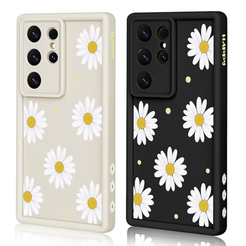 HuyxyTec 2 Stück Handyhülle für Samsung Galaxy S22 Ultra Hülle Aesthetic Gänseblümchen Blumen mit Muster Matte Case Frauen Mädchen, Weich TPU Schutzhülle Stoßfest Bumper Case für Galaxy S22 Ultra, 02 HuyxyTec 2 Stück Handyhülle für Samsung Galaxy S22 Ultra Hülle Aesthetic Gänseblümchen Blumen mit Muster Matte Case Frauen Mädchen, Weich TPU Schutzhülle Stoßfest Bumper Case für Galaxy S22 Ultra, 02 von HuyxyTec