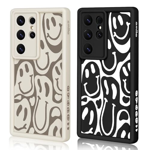 HuyxyTec 2 Stück Handyhülle für Samsung Galaxy S23 Ultra Hülle Aesthetic Smiley mit Muster Matte Case Frauen Mädchen, Weich TPU Schutzhülle Stoßfest Bumper Case für Samsung Galaxy S23 Ultra, 03 HuyxyTec 2 Stück Handyhülle für Samsung Galaxy S23 Ultra Hülle Aesthetic Smiley mit Muster Matte Case Frauen Mädchen, Weich TPU Schutzhülle Stoßfest Bumper Case für Samsung Galaxy S23 Ultra, 03 von HuyxyTec