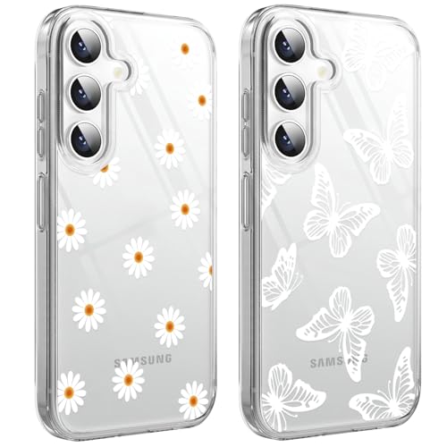 HuyxyTec 2 Stück Handyhülle für Samsung Galaxy S25 Hülle, Transparente Klares mit Case Muster Frauen Mädchen Aesthetic, Durchsichtig Dünn PC Stoßfest Kratzfest Anti-Gelb Case für Samsung S25, 01 HuyxyTec 2 Stück Handyhülle für Samsung Galaxy S25 Hülle, Transparente Klares mit Case Muster Frauen Mädchen Aesthetic, Durchsichtig Dünn PC Stoßfest Kratzfest Anti-Gelb Case für Samsung S25, 01 von HuyxyTec