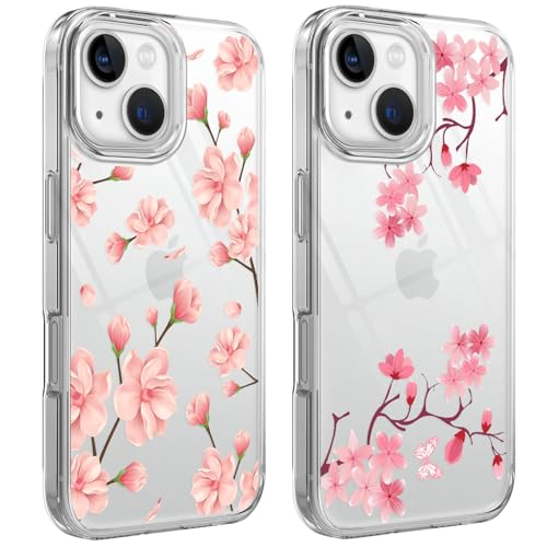 HuyxyTec 2 Stück Handyhülle für iPhone 15 Hülle, Transparente Klares mit Blumen Muster Frauen Mädchen Aesthetic, Durchsichtig Dünn PC Stoßfest Kratzfest Anti-Gelb Case für iPhone 15, 02 HuyxyTec 2 Stück Handyhülle für iPhone 15 Hülle, Transparente Klares mit Blumen Muster Frauen Mädchen Aesthetic, Durchsichtig Dünn PC Stoßfest Kratzfest Anti-Gelb Case für iPhone 15, 02 von HuyxyTec