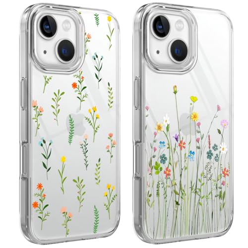 HuyxyTec 2 Stück Handyhülle für iPhone 15 Hülle, Transparente Klares mit Blumen Muster Frauen Mädchen Aesthetic, Durchsichtig Dünn PC Stoßfest Kratzfest Anti-Gelb Case für iPhone 15, 03 HuyxyTec 2 Stück Handyhülle für iPhone 15 Hülle, Transparente Klares mit Blumen Muster Frauen Mädchen Aesthetic, Durchsichtig Dünn PC Stoßfest Kratzfest Anti-Gelb Case für iPhone 15, 03 von HuyxyTec