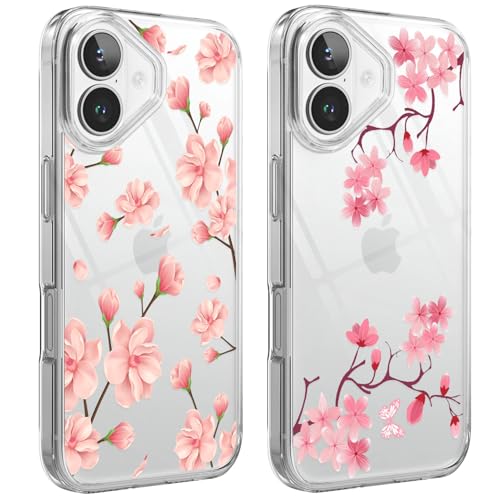 HuyxyTec 2 Stück Handyhülle für iPhone 16 Hülle, Transparente Klares mit Blumen Muster Frauen Mädchen Aesthetic, Durchsichtig Dünn PC Stoßfest Kratzfest Anti-Gelb Case für iPhone 16, 02 HuyxyTec 2 Stück Handyhülle für iPhone 16 Hülle, Transparente Klares mit Blumen Muster Frauen Mädchen Aesthetic, Durchsichtig Dünn PC Stoßfest Kratzfest Anti-Gelb Case für iPhone 16, 02 von HuyxyTec